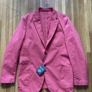 NWT Alan Paine Men's 42R Solid Red 2 Btn Blazer,Cotton Blend,Un-Lined Blazer